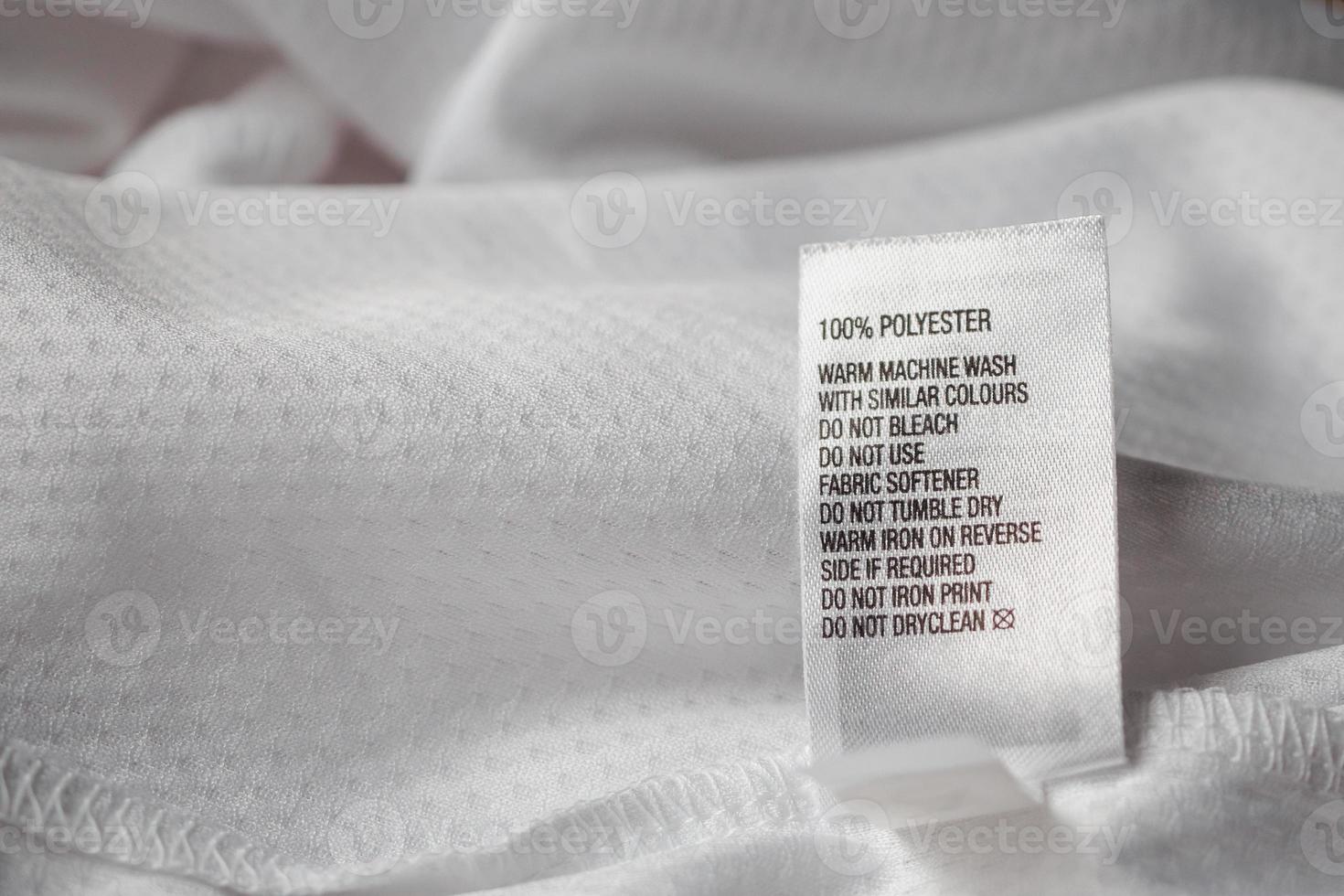 Polyester fabric Clothing label with laundry instructions photo