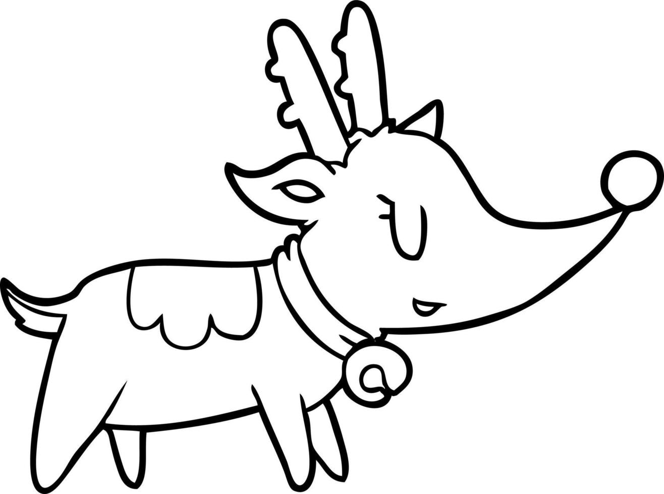 line drawing of a christmas reindeer vector