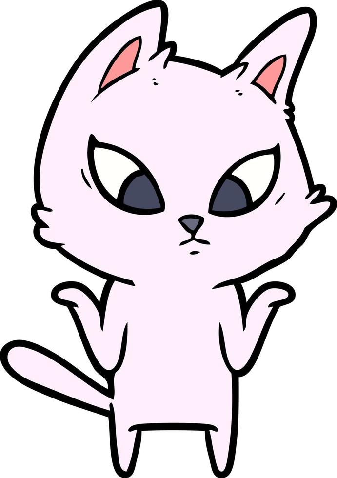 confused cartoon cat shrugging shoulders vector