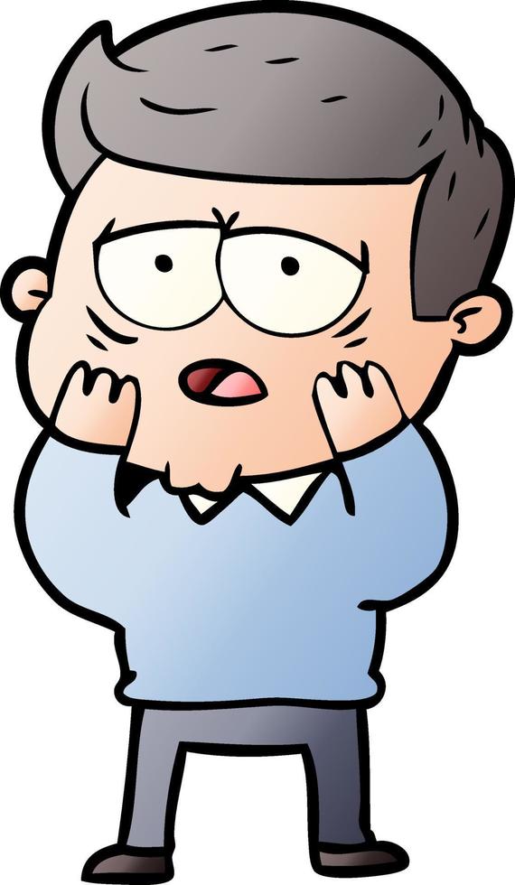 cartoon tired man vector