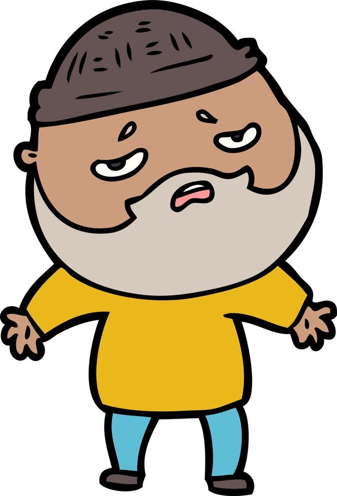 cartoon worried man with beard vector