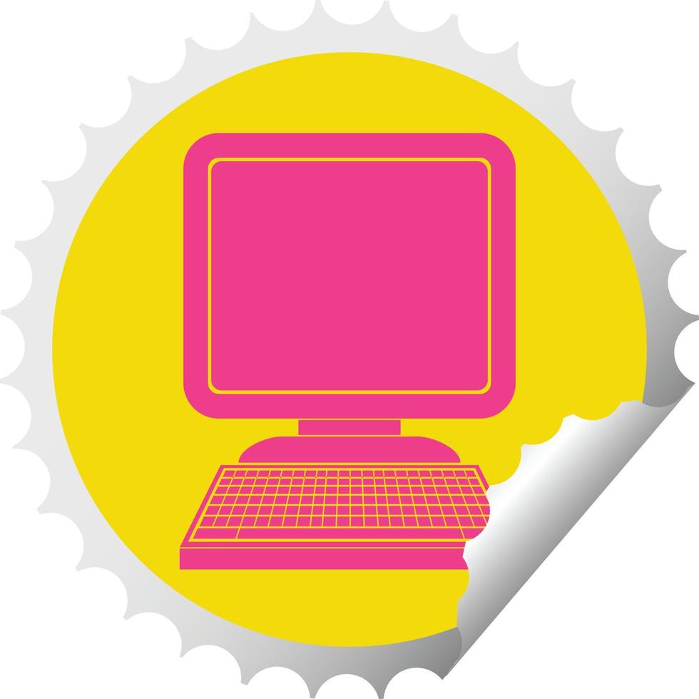 computer icon circular peeling sticker vector illustration