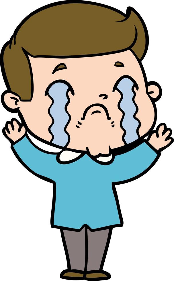 cartoon man crying vector