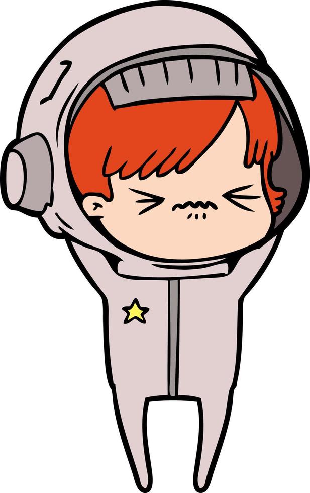 angry cartoon space girl vector