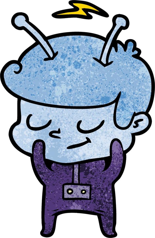 shy cartoon spaceman vector