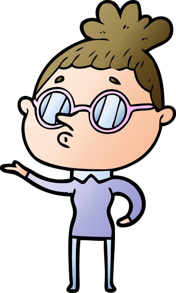 cartoon woman wearing glasses vector