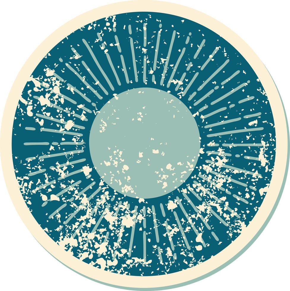 distressed sticker tattoo style icon of a sun vector