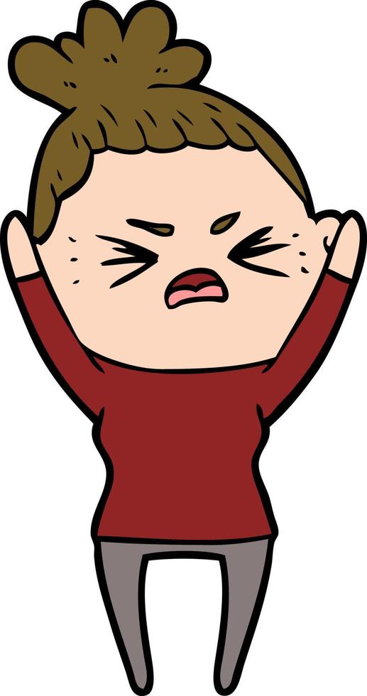 cartoon angry woman vector