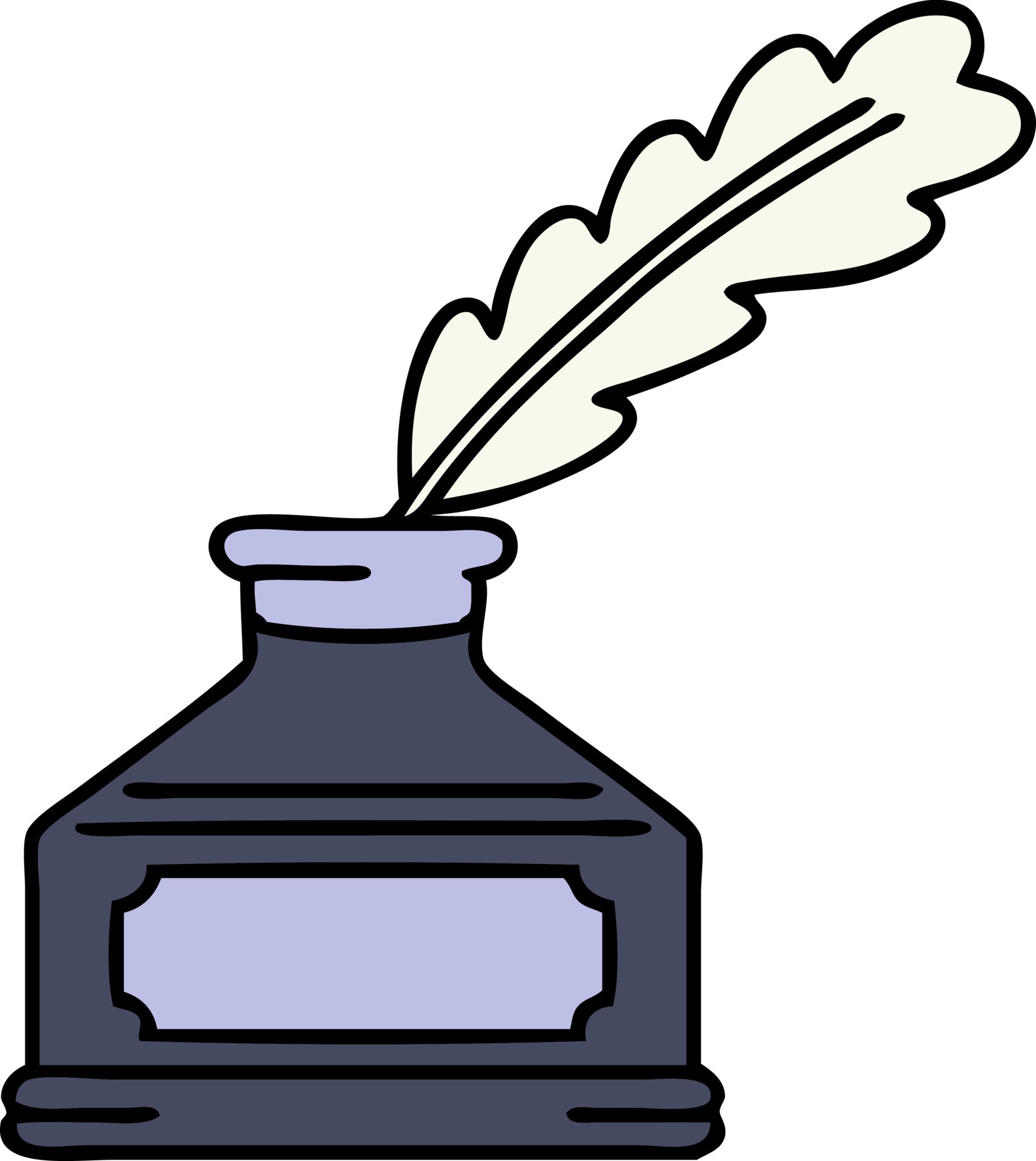cartoon of an ink well and quill 12469656 Vector Art at Vecteezy