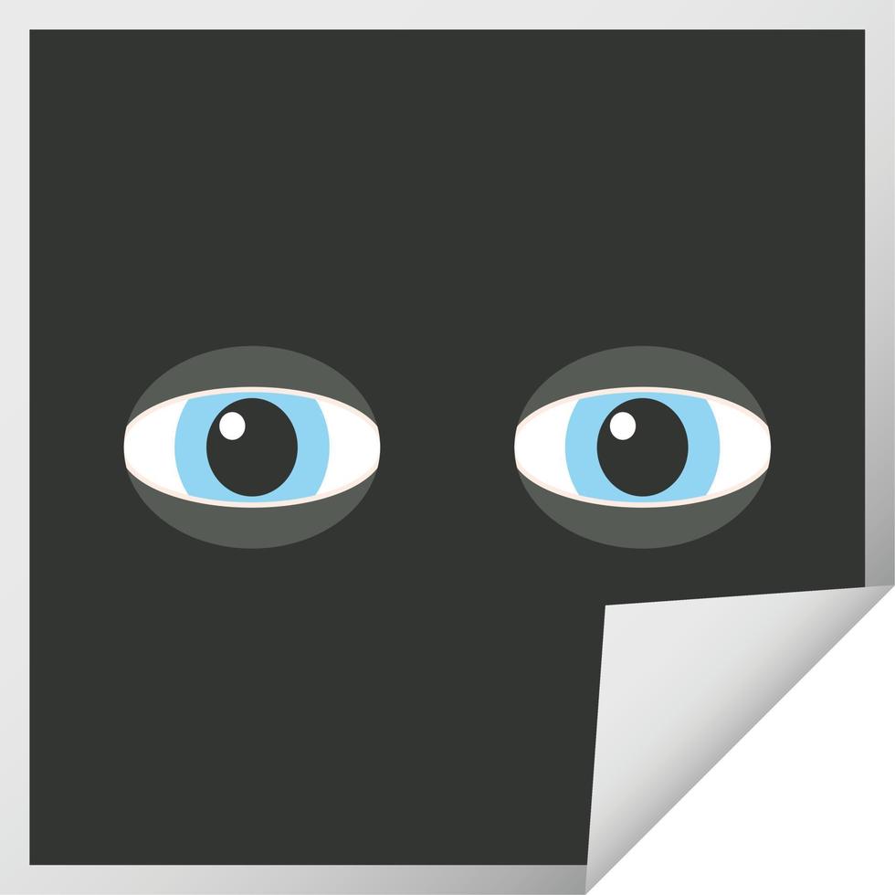 staring eyes graphic vector illustration square sticker