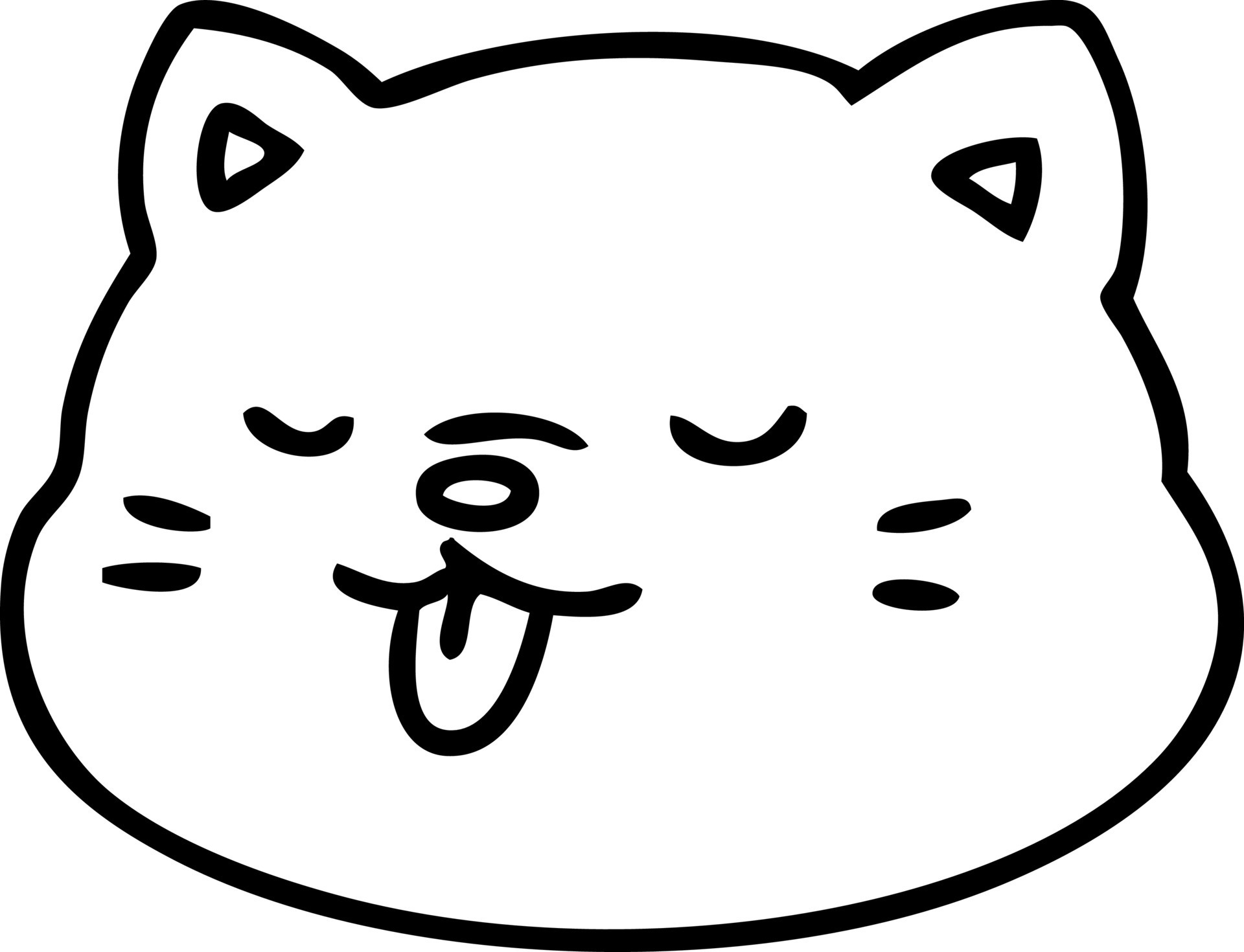 line doodle of a cat sticking out tongue 12469866 Vector Art at Vecteezy