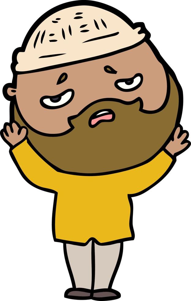 cartoon worried man with beard vector