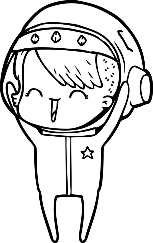 happy cartoon space girl vector
