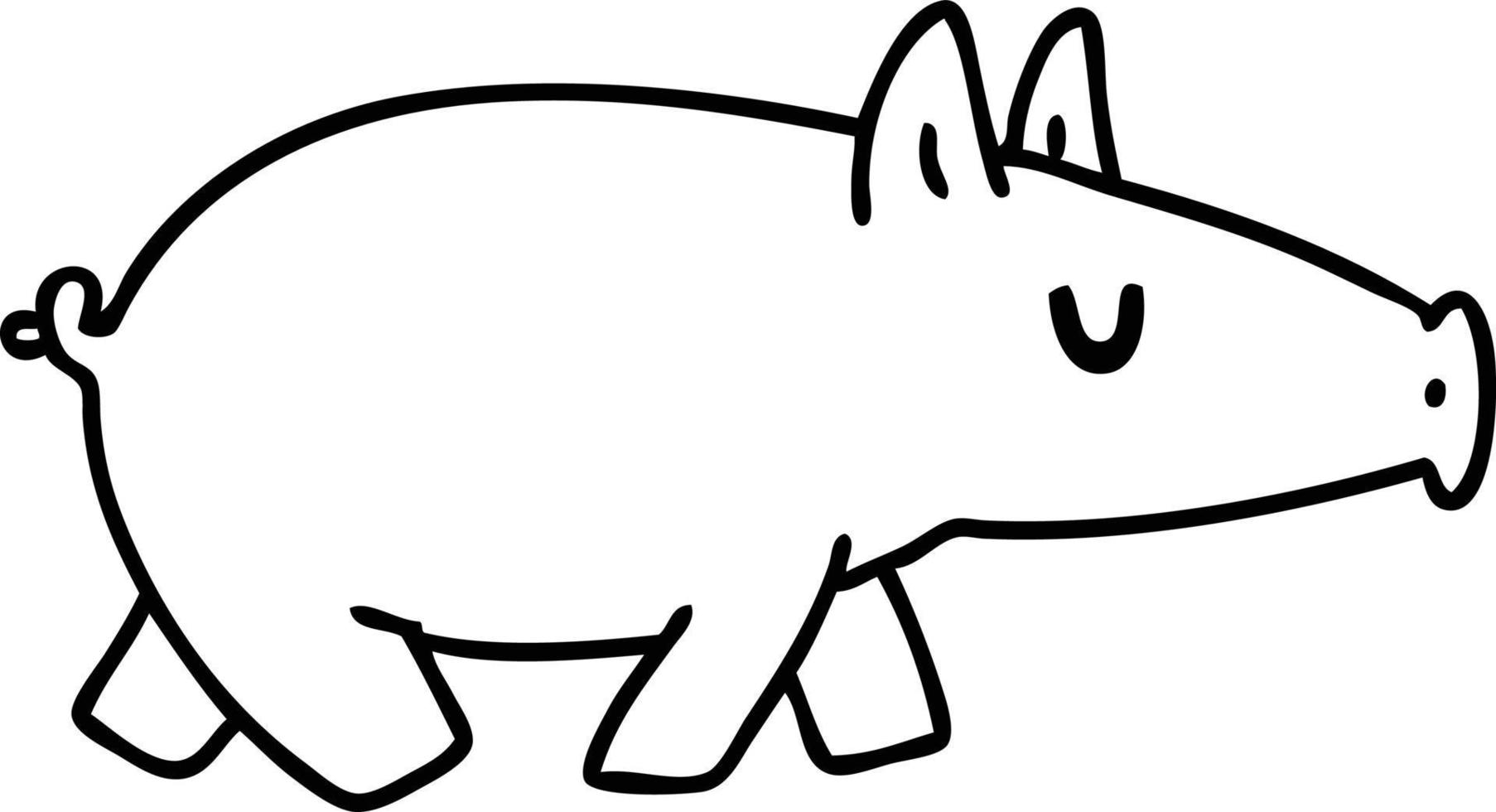 line doodle of a long snouted pig vector