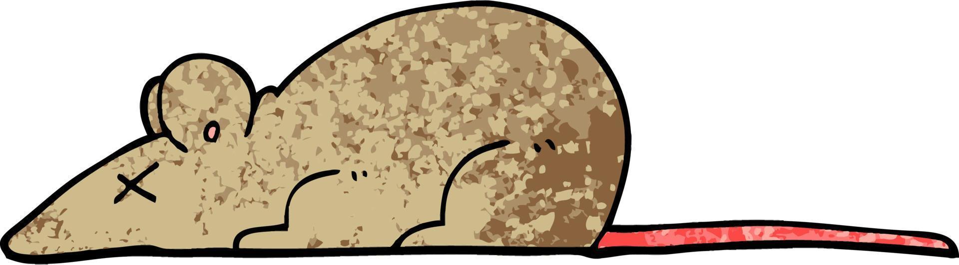 grunge textured illustration cartoon dead rat vector