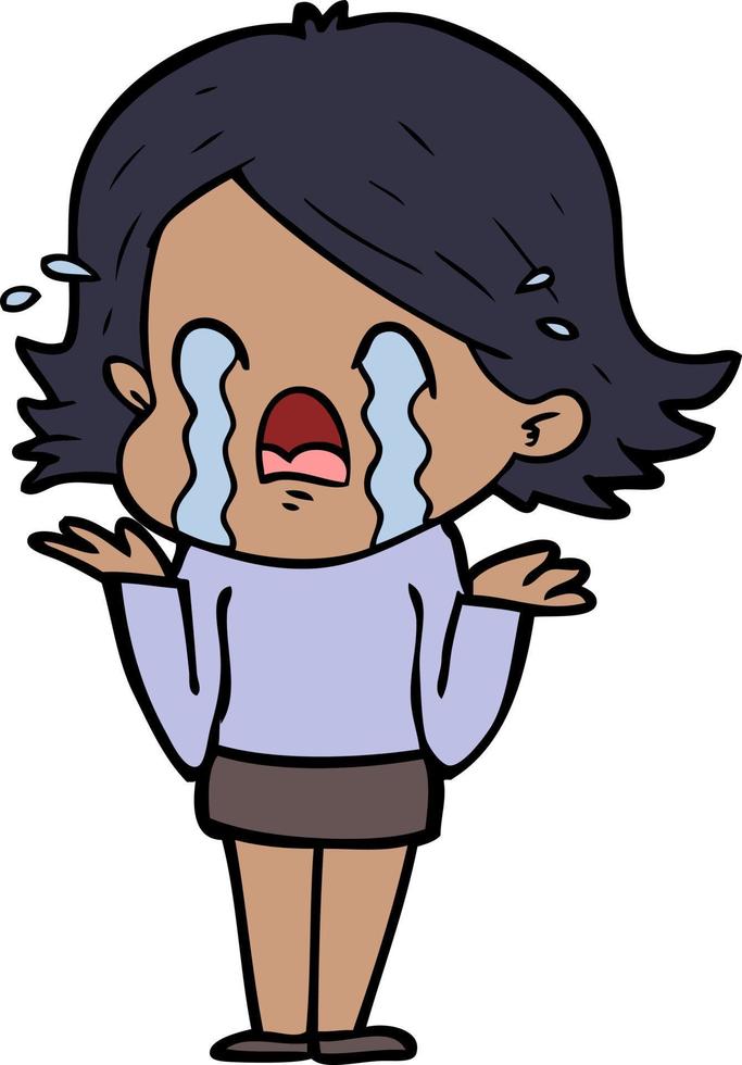 cartoon woman crying vector