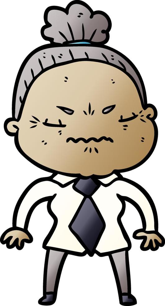 cartoon annoyed old lady vector