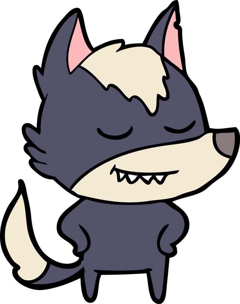 friendly cartoon wolf vector