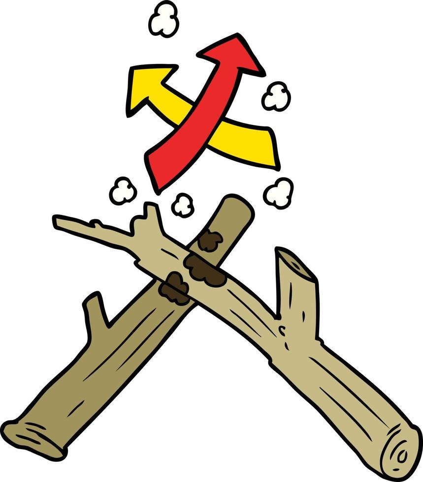 how to start a fire with two sticks vector
