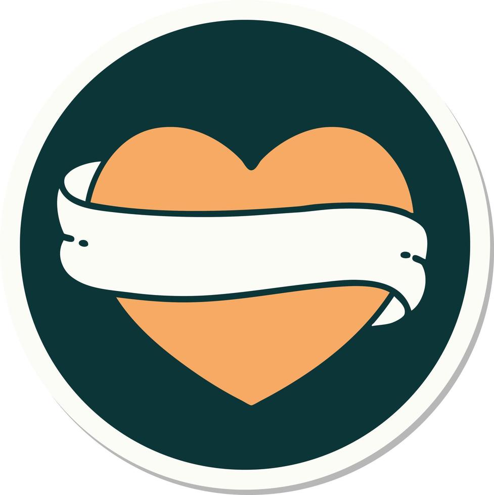 tattoo style sticker of a heart and banner vector