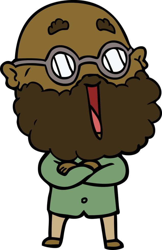 cartoon joyful man with beard vector