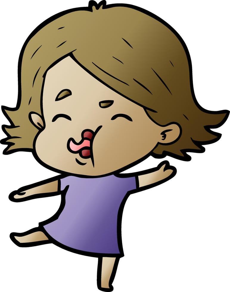 cartoon girl pulling face vector