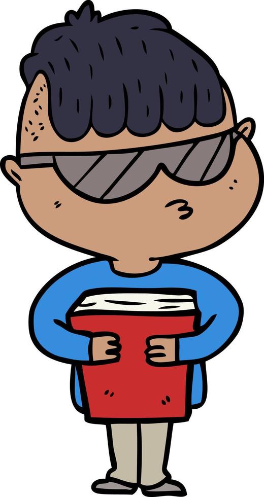 cartoon boy wearing sunglasses vector