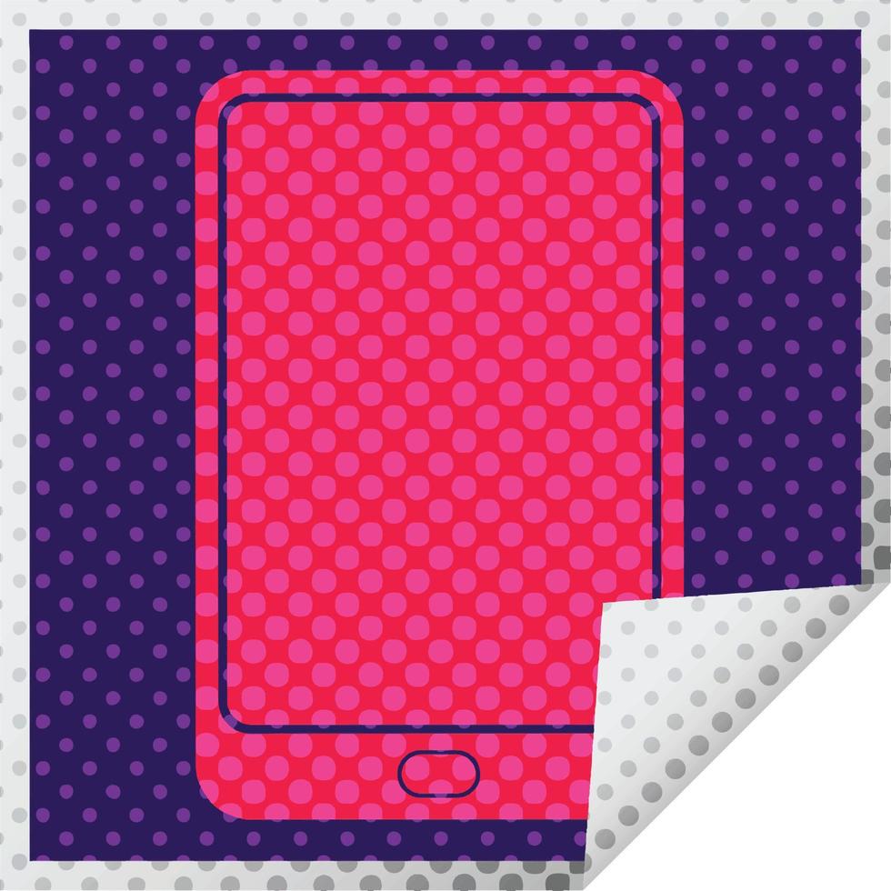 tablet computer vector illustration square peeling sticker