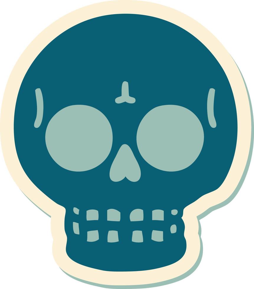 sticker of tattoo in traditional style of a skull vector