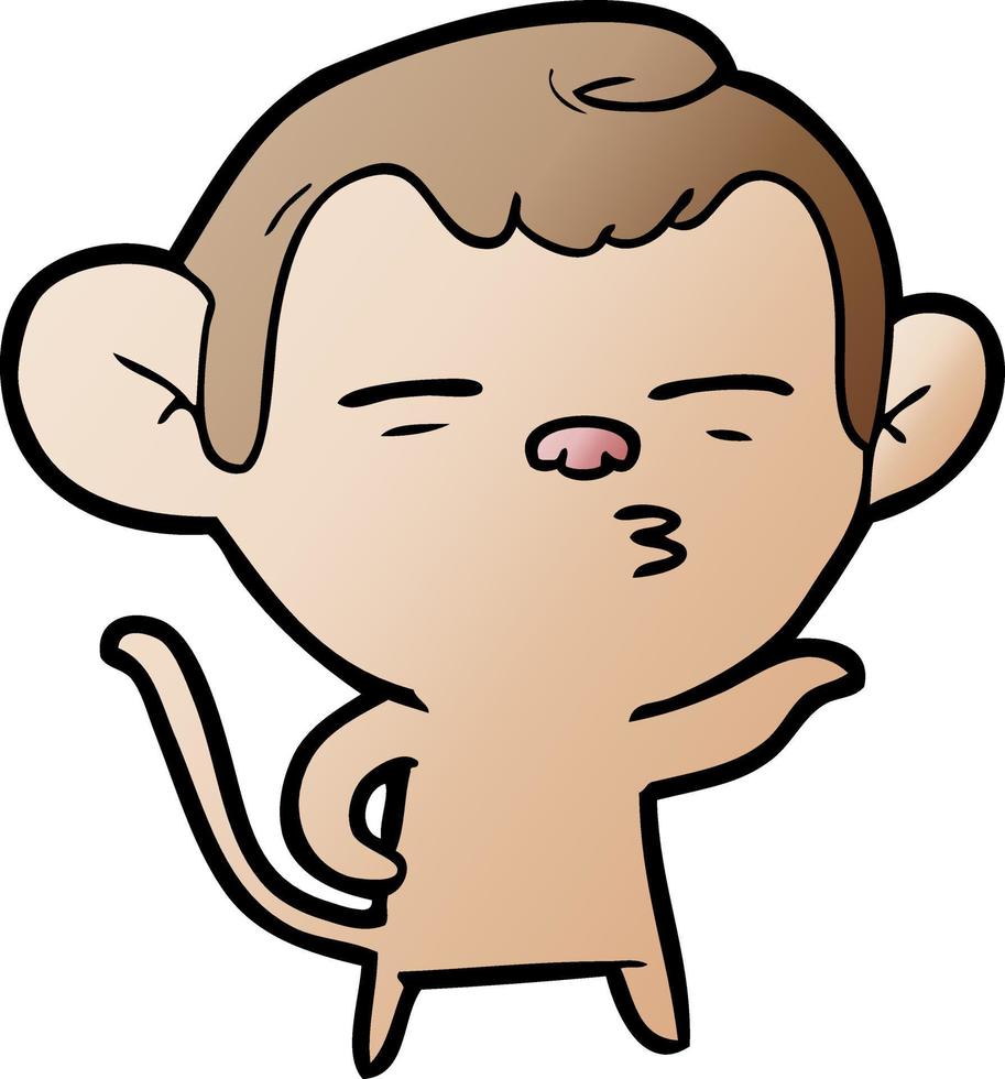 cartoon suspicious monkey vector