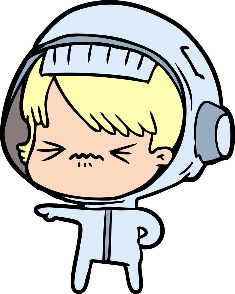 angry cartoon space girl vector