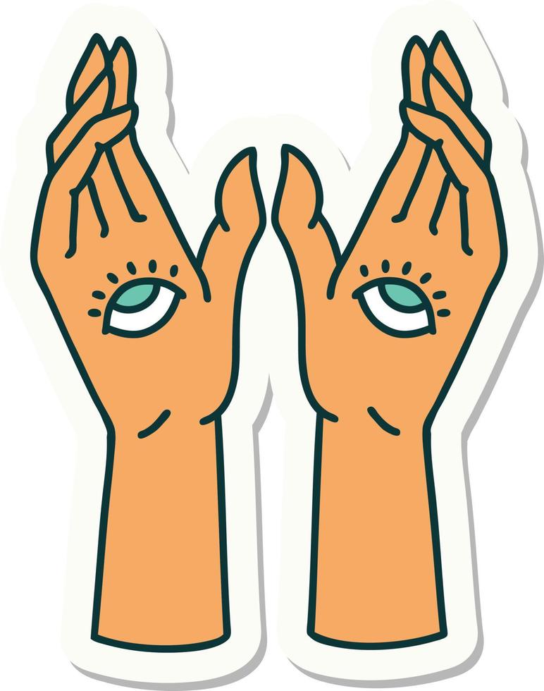 tattoo style sticker of mystic hands vector