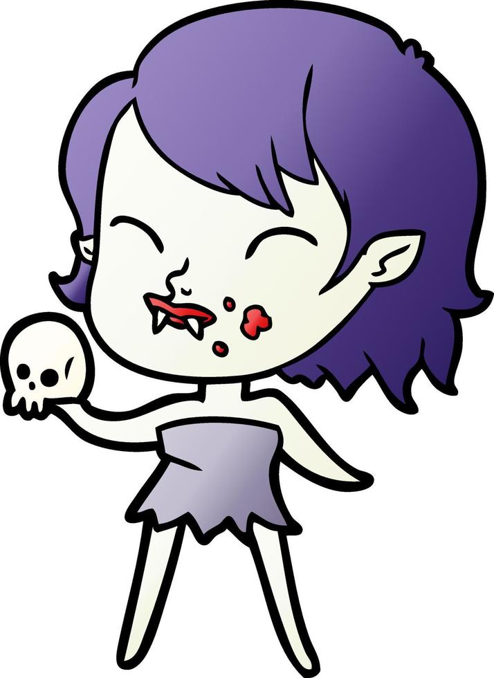 cartoon vampire girl with blood on cheek vector