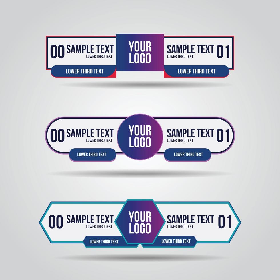 Lower third white and colorful design template modern contemporary. Set of banners bar screen broadcast bar name. Collection of lower third for video editing on transparent background. vector