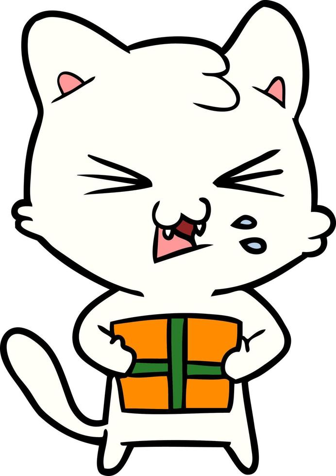 cartoon cat hissing vector