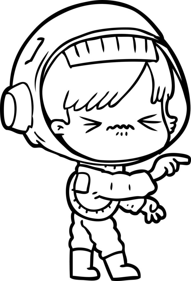 angry cartoon space girl vector