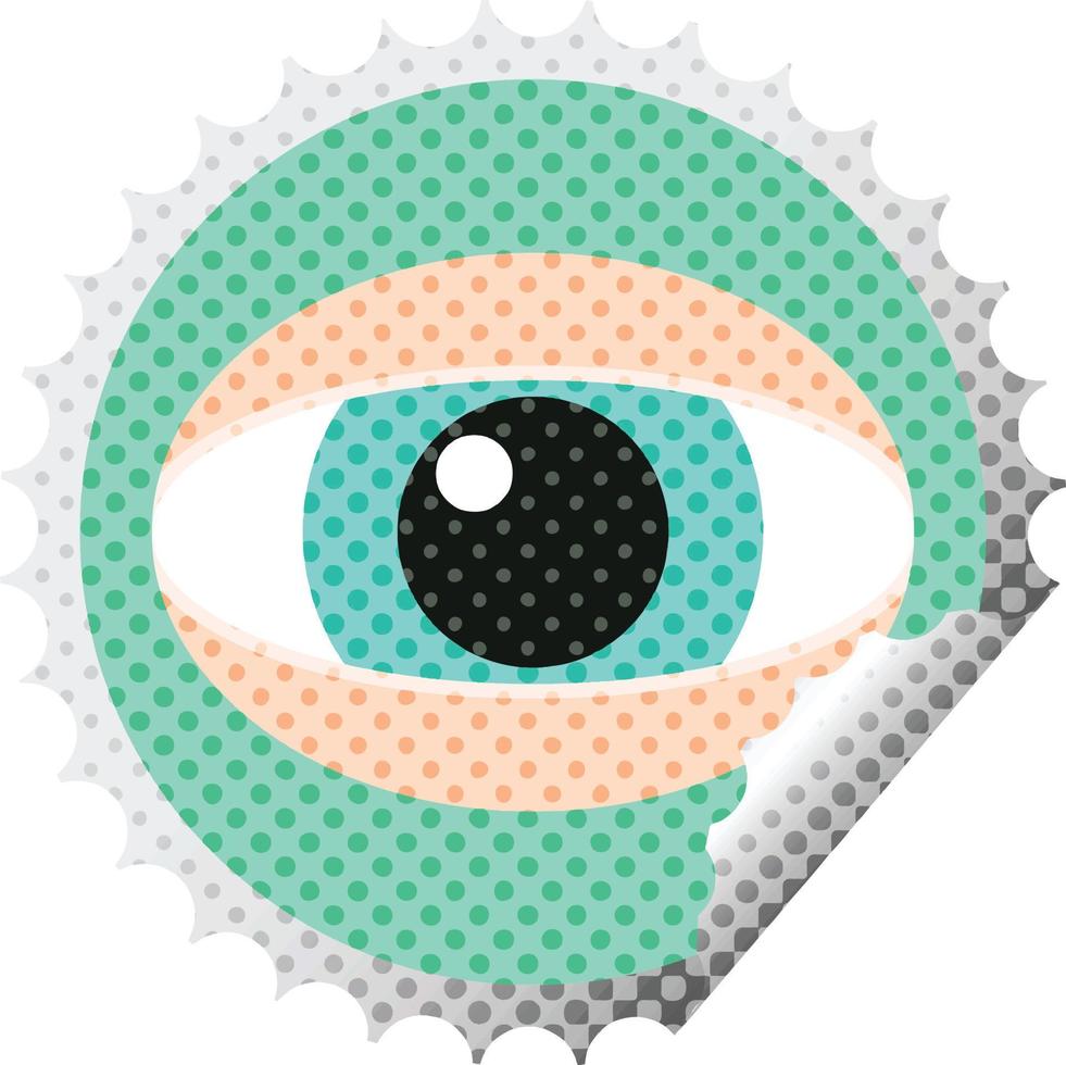 staring eye graphic vector illustration round sticker stamp