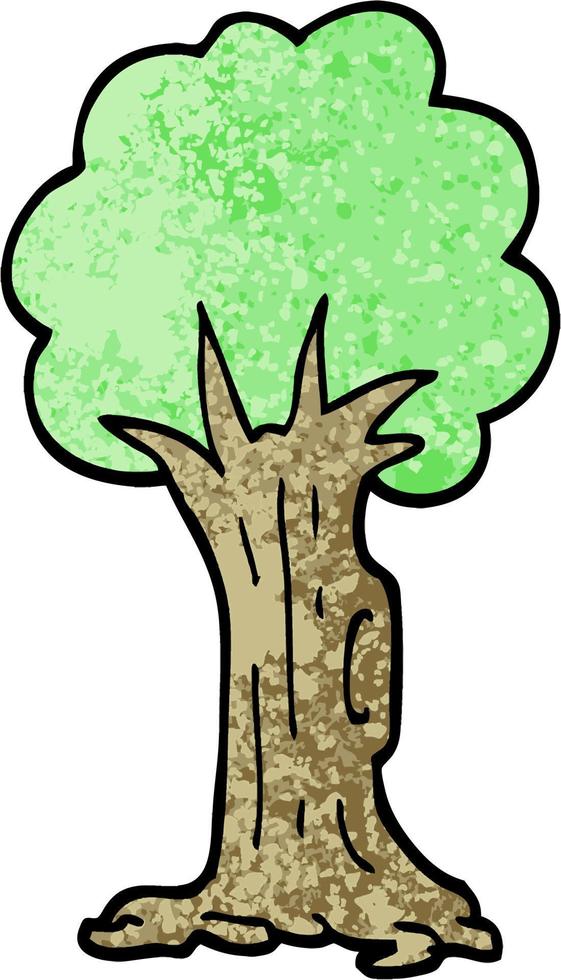 grunge textured illustration cartoon tree vector