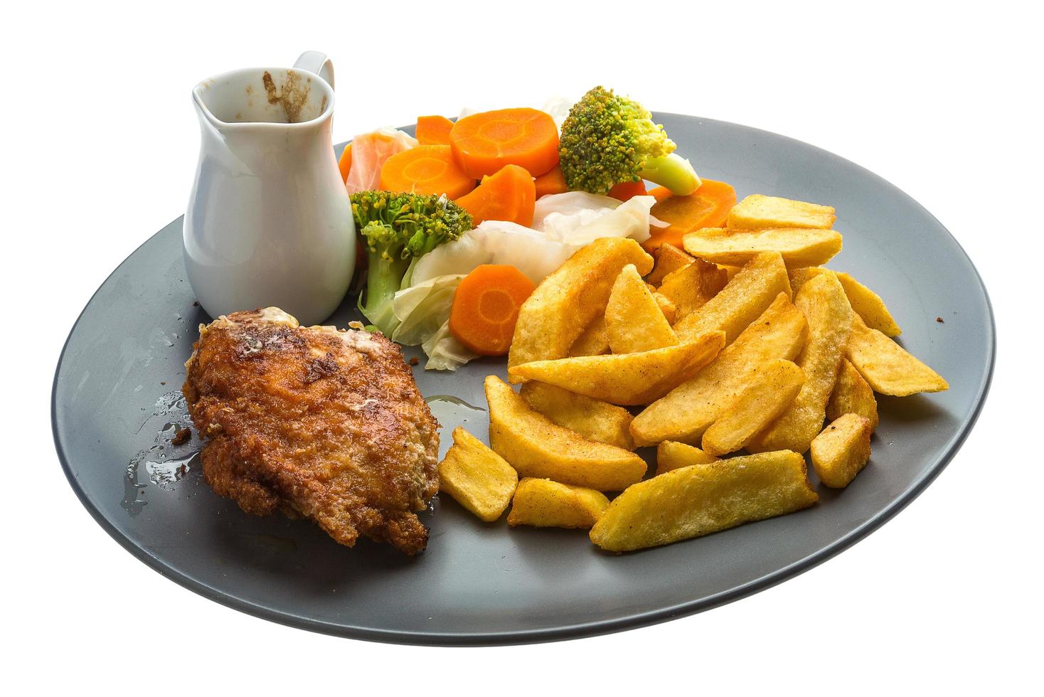 Cordon bleu on the plate and white background photo