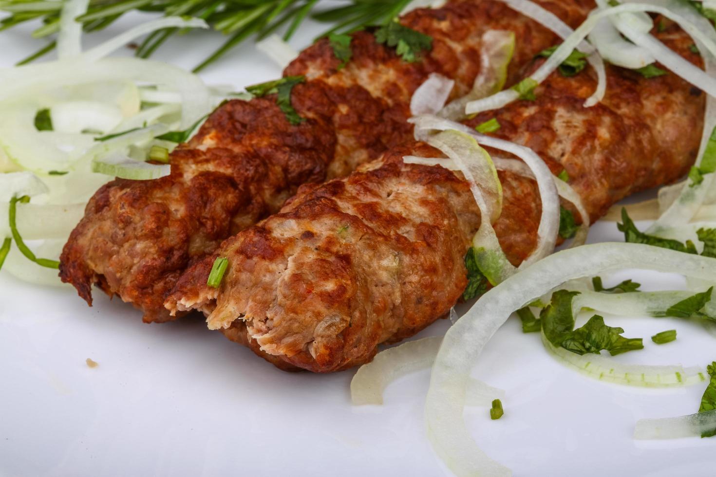 Kebab on the plate photo