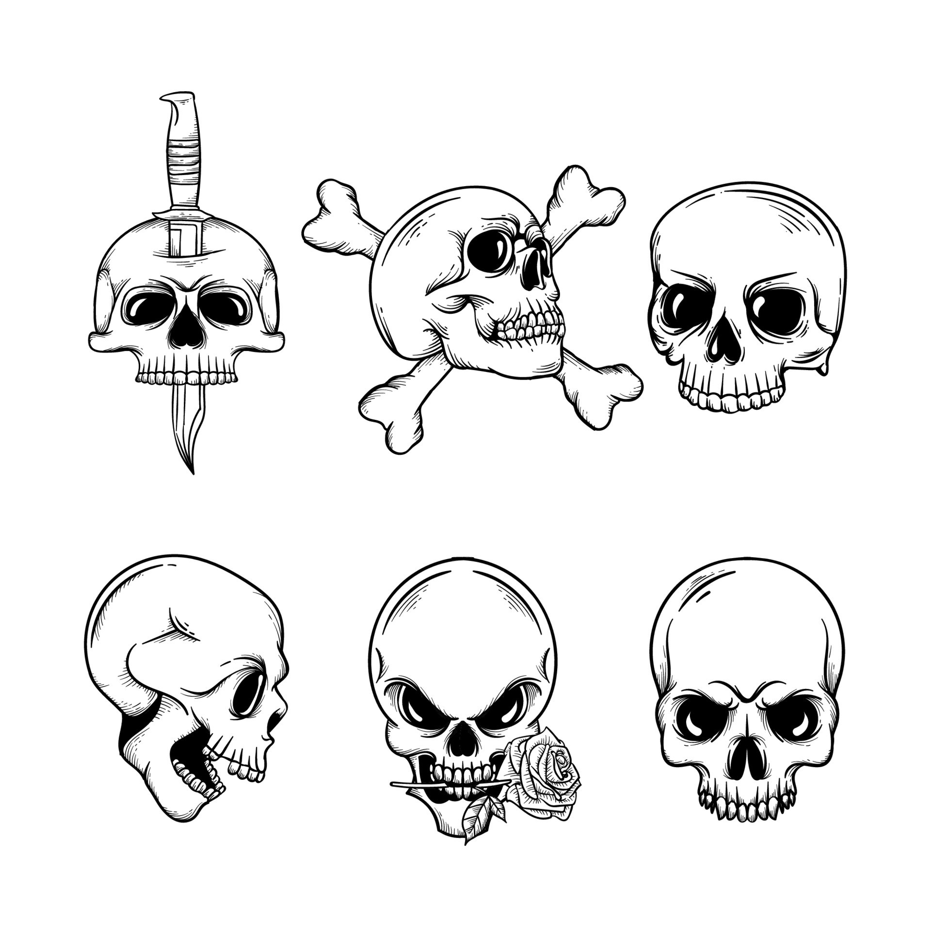 Aesthetics Realistic Skull Sticker Collection 12471503 Vector Art at ...