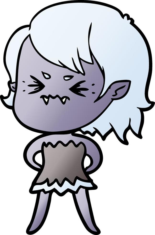 annoyed cartoon vampire girl vector