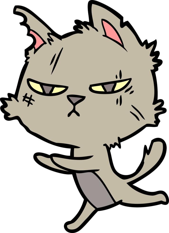 tough cartoon cat running vector