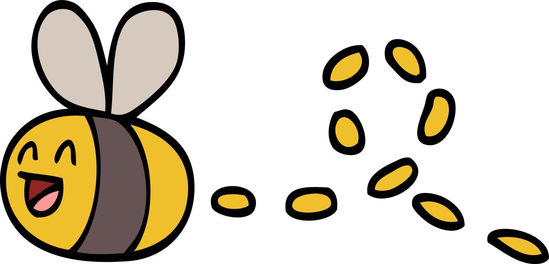 hand drawn doodle style cartoon buzzing bee vector