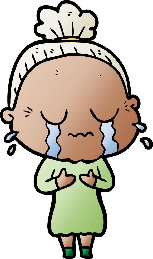 cartoon crying old lady vector