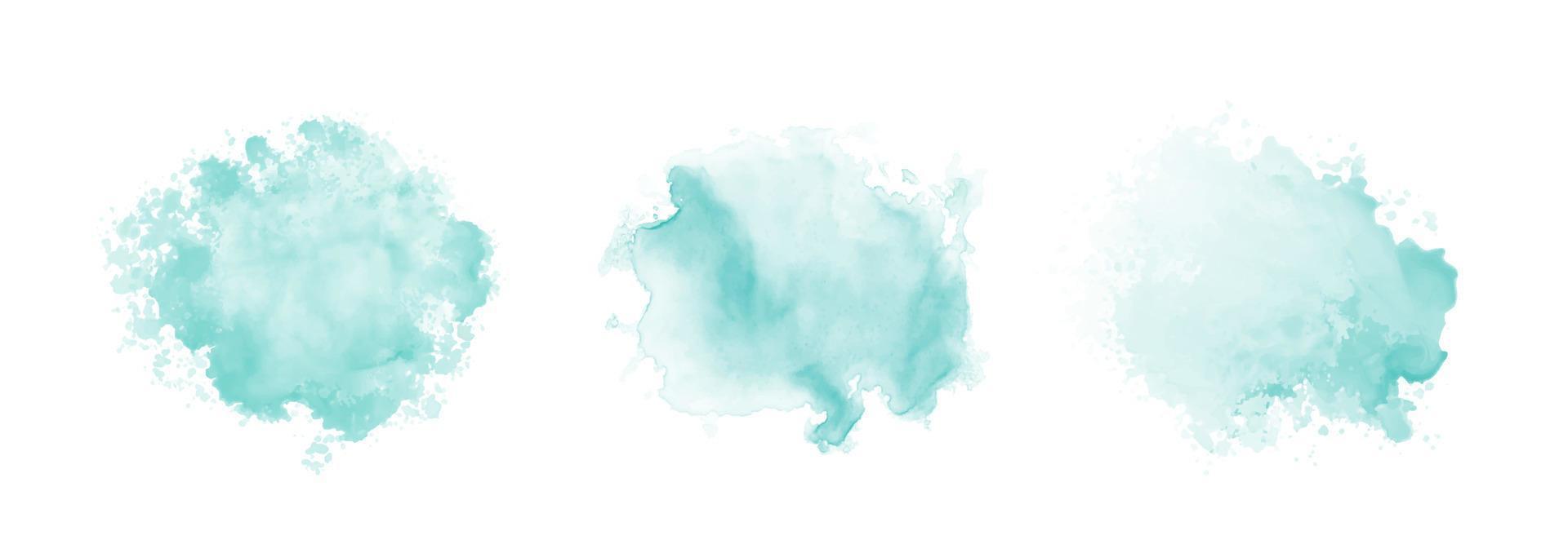 Set of abstract mint green watercolor water splash on a white background vector