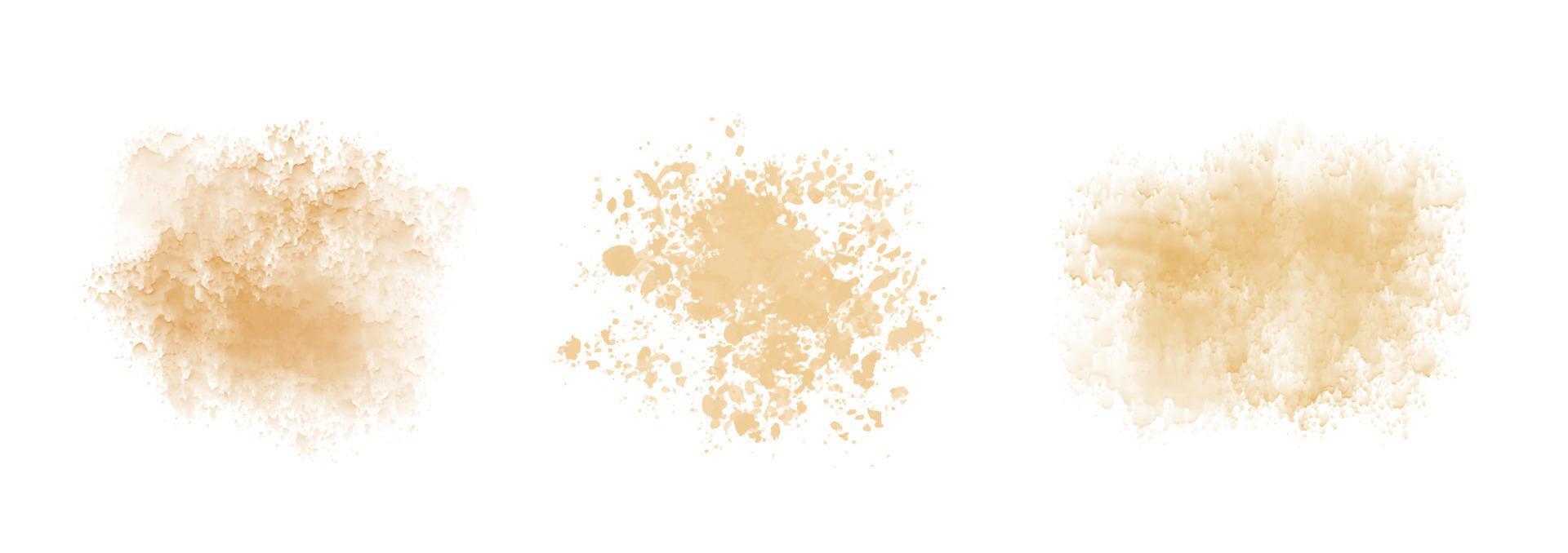 conjunto de mancha de acuarela beige abstracta. textura vectorial de arena polvorienta vector