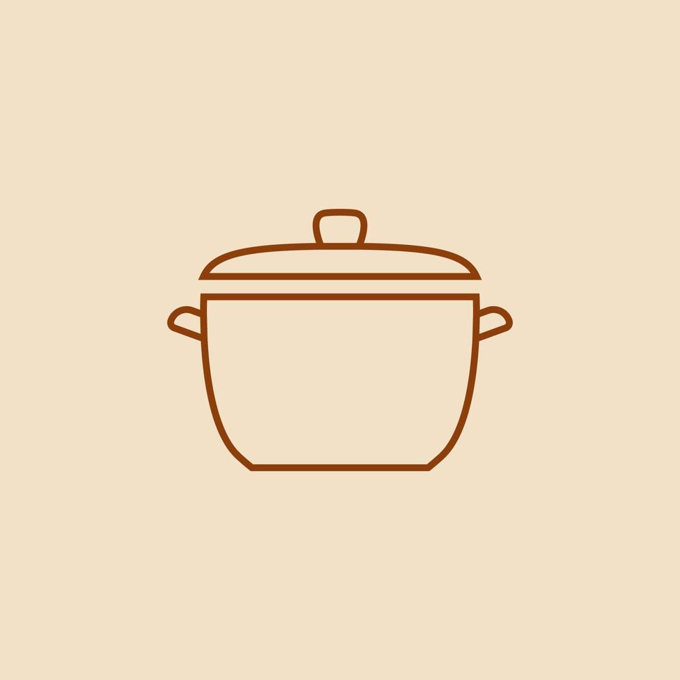 saucepan cooking pot with lid outline icon vector