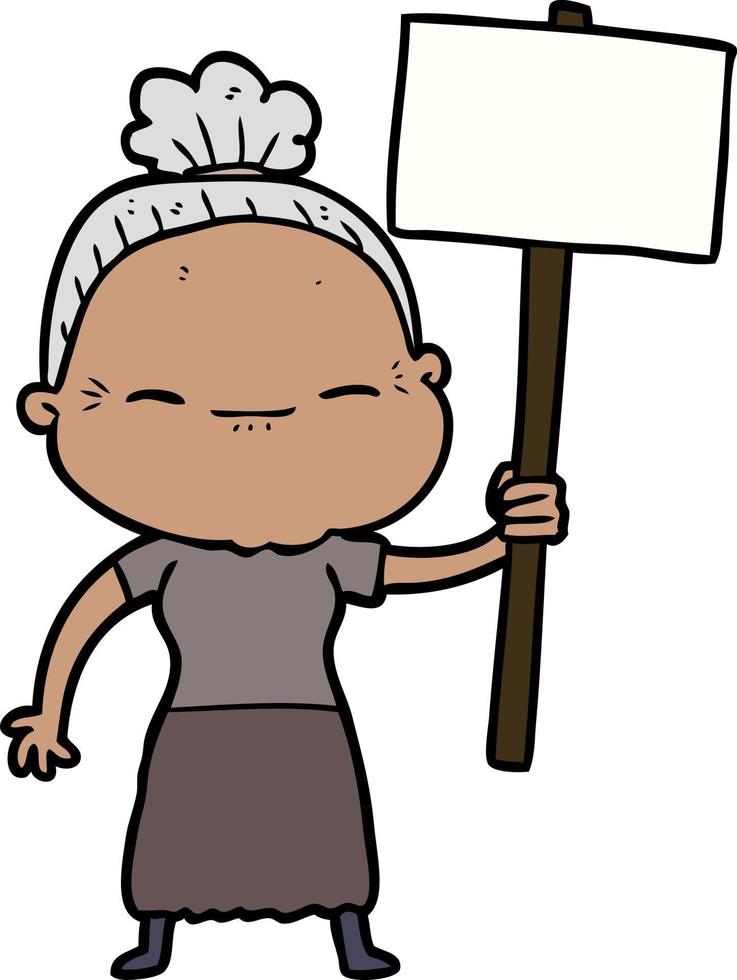 cartoon peaceful old woman vector