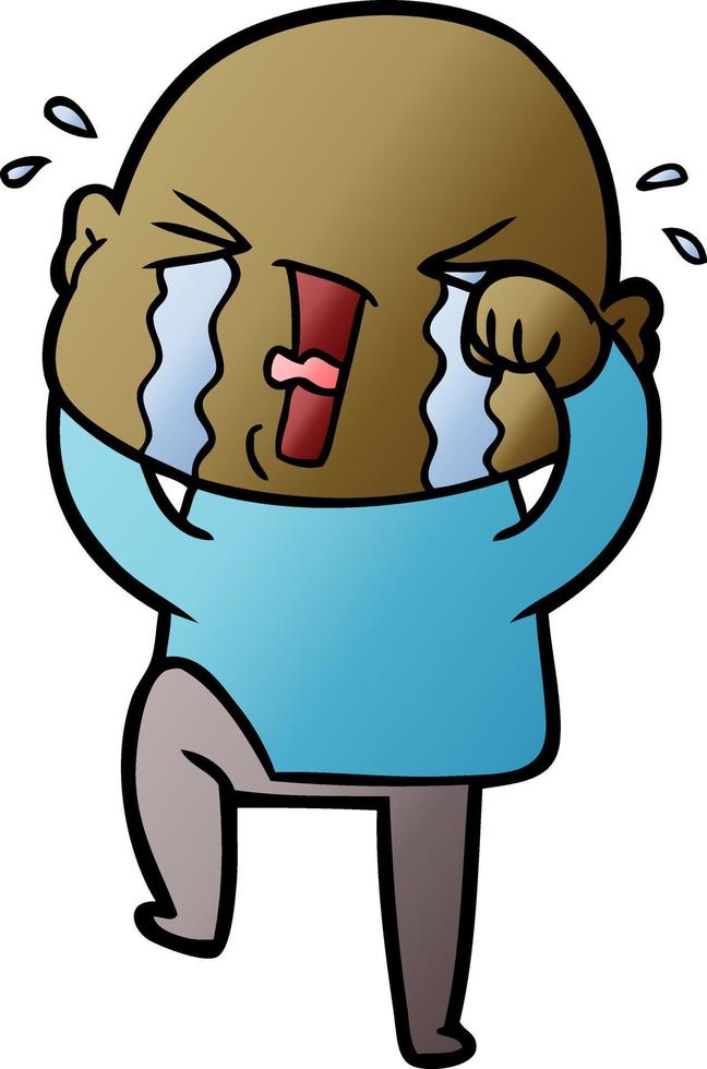 cartoon crying bald man vector